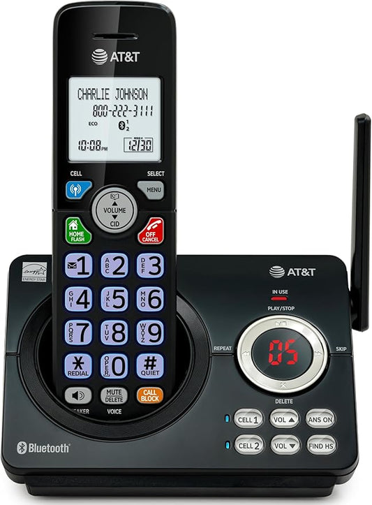 AT&T DECT 6.0 Cordless Phone – Smart Call Blocker, Bluetooth Connect to Cell, Caller ID Announce, Answering Machine, Big Buttons | DL72179