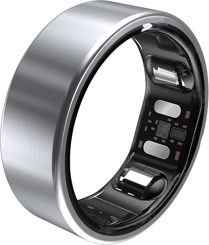 QALO Slim Smart Ring – Size Before You Buy – No Subscription Fee – Titanium Fitness Tracker, Tracking for Sleep, Steps, HRV, Women’s Health, iOS & Android Compatible (Silver, Size 11)