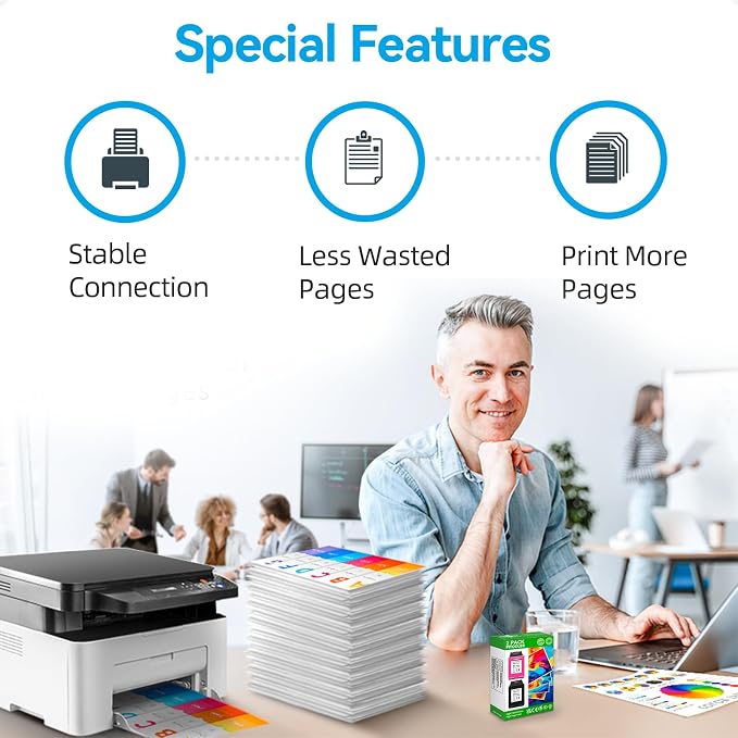 High Yield 68e Ink Cartridge Compatible for HP 68 68e Ink Cartridges Black/Color Combo Pack Compatible for Envy 6155e 6555e 6100e 6500e 6152e 6100 6500 6155 6555 Series Printer (Upgraded Chip 2-Pack)