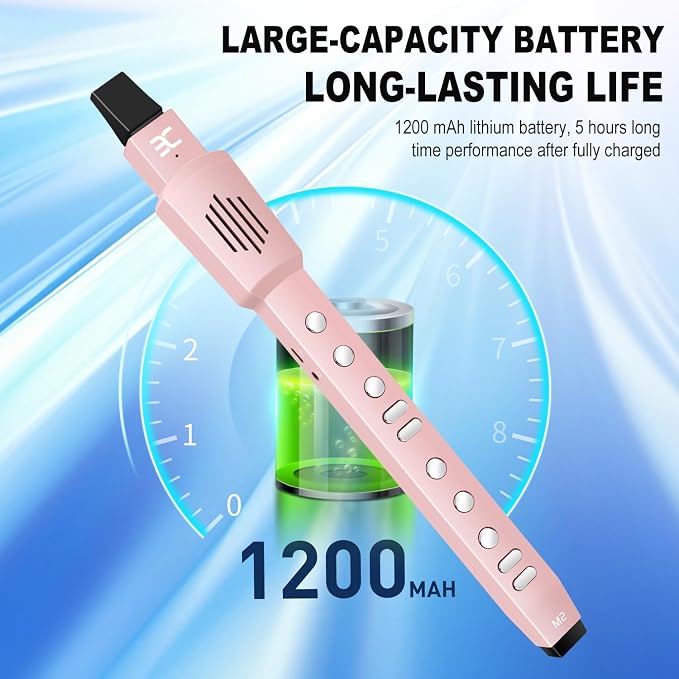 EX Electric Digital Wind Instrument, Electric Saxophone, with 12 Tones, 3 Fingering Modes, 3-Octave Range, Auto Vibrato & Transpose, Bluetooth MIDI & Rechargeable, Pink
