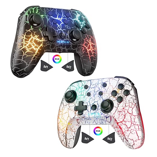 2 Pack Wireless Switch Controller, Compatible with Switch/Switch Lite/OLED/PC, 1000mAh Switch Pro Controller with 9 Color LED, Programmable, Multi-Vibration & Multi-Axis Gyro, Motion, Turbo, Share, Screenshot