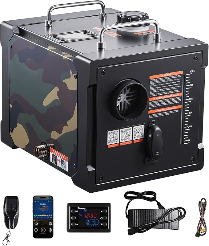 VEVOR Diesel Heater 8KW, DC 12V/24V, All in One Portable Diesel Air Heater with Bluetooth APP Control, Remote Control and LCD Screen, 1.9 Gal Fuel Tank for Trucks, Vans, RVs, Campers, and Garages