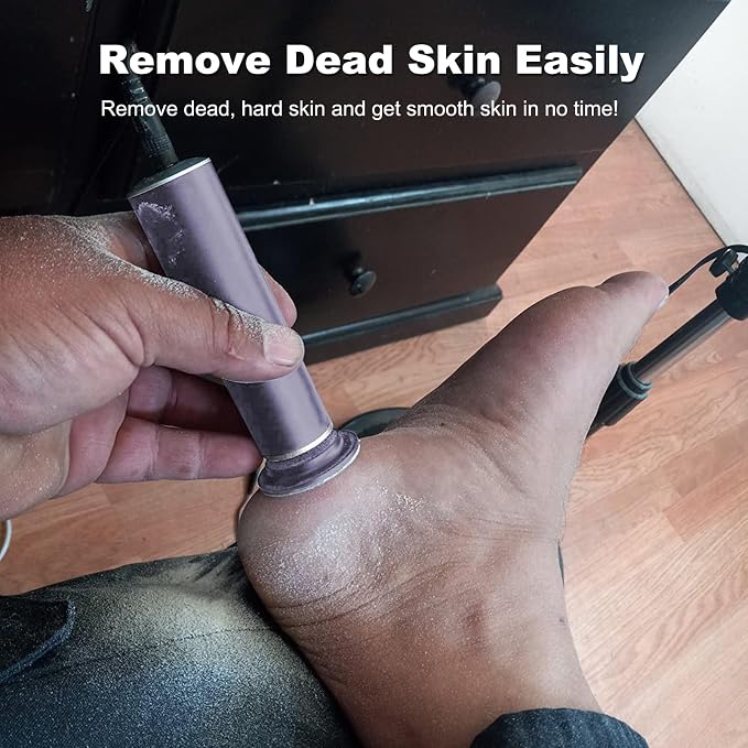 Electric Callus Remover for Feet With Adjustable Speed and 60PCS Sanding Discs - Powerful Foot File, Pedicure Tools, Feet Scrubber, Dead Skin Grinder, Gray
