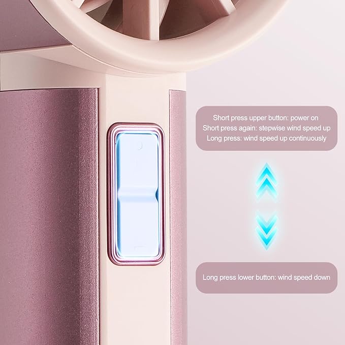 Handheld Turbo Fan with 1-100 Speed - 15H Max Cooling Mini Portable Fan, Metal Personal Air Cooler for Commute and Travel, Gifts for Men and Women, RoseGold