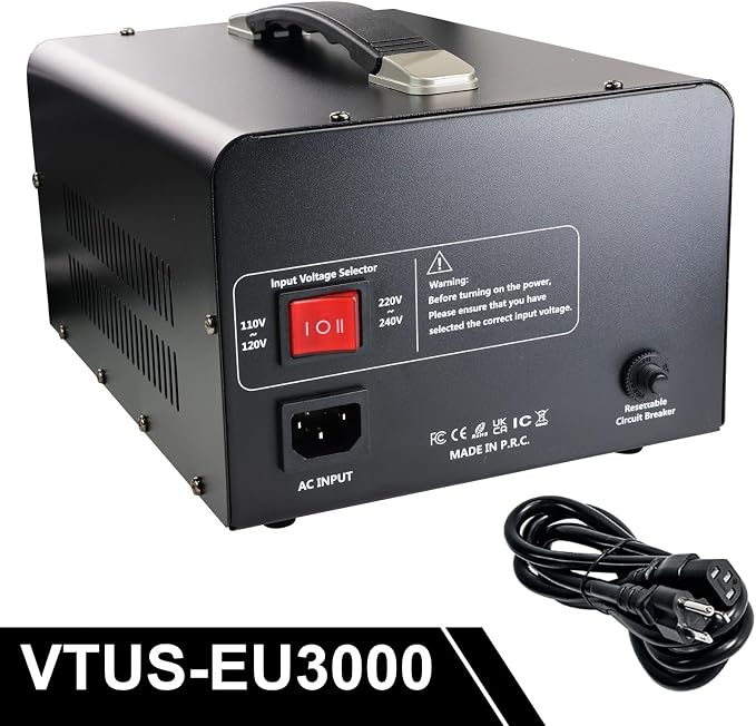 Yinleader 3000W Voltage Converter Transformer(110V to 220V,220V to 110V) Step Up/Down Converter 110/120 Volt - 220/240 Volt w/US Standard Power Cord,Circuit Breaker Protection (VTUS-EU3000)