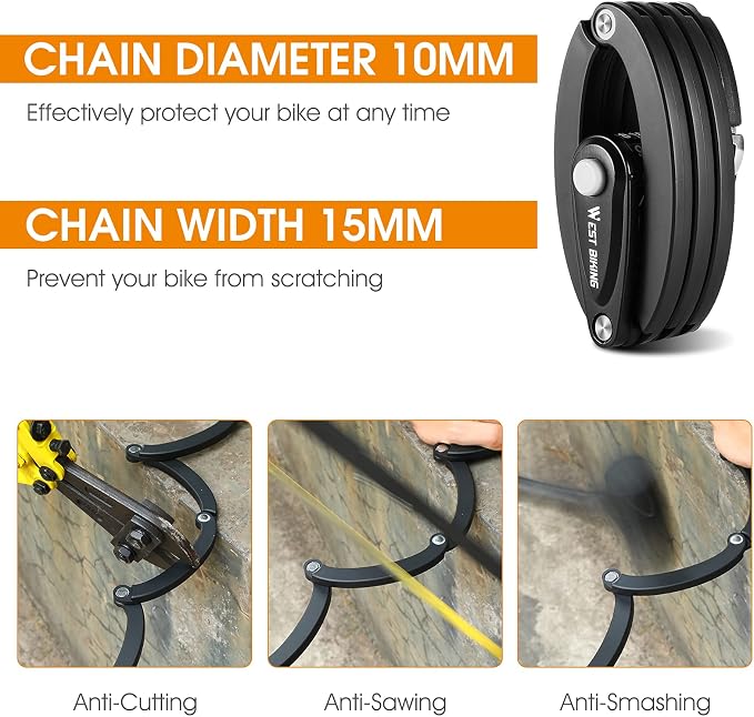 Bike Locks Heavy Duty Anti Theft Bicycle Lock Folding 4-Digit Level 6, Security Chain FoldyLock with Bracket, 2.8 FT Strong Foldable Lock