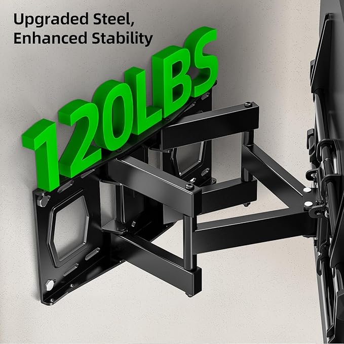 USX MOUNT Full Motion TV Wall Mount for 42-82 Inch TVs up to 120lbs, Wall Mount TV Bracket with Articulating Swivel Tilt Extension Leveling, Max VESA 600x400mm Fits 12/16" Wood Stud