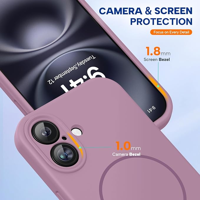 Miracase Magnetic for iPhone 16 Plus Case, [Soft Anti-Scratch Microfiber Lining], Magnetic for MagSafe, Liquid Silicone Shockproof Drop Protection Phone Case for 16 Plus,Blackcurrant