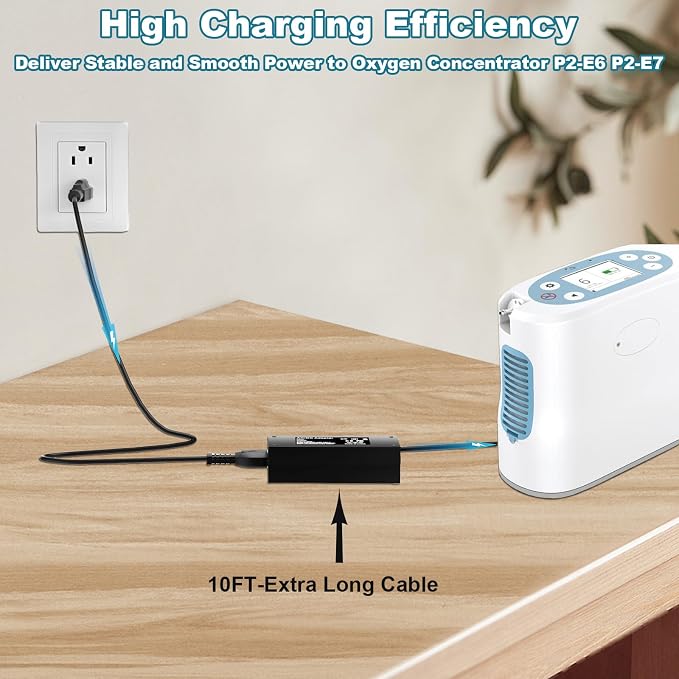 19V Charger for Lifestyle Rhythm Healthcare Portable Oxygen Concentrator Compatible with P2/P2-E6/P2-E7 Power Adapter Cord