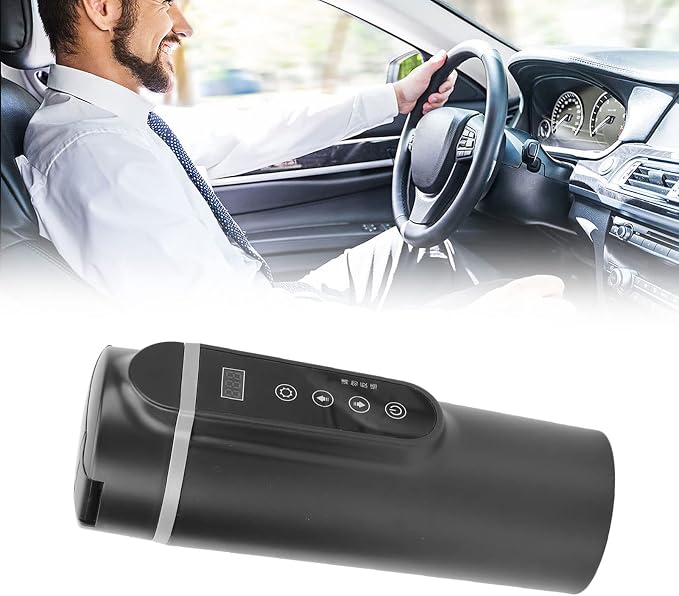 500ml Car Electric Mug, Men Women Travel Kettle, Electric Heated Travel Mug, Portable Auto Shut Off Water Boiler for Tea Coffee (Black)
