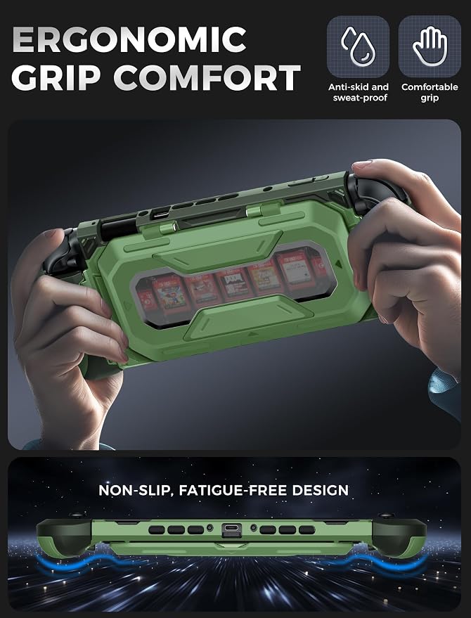 Mumba Dockable for Nintendo Switch 2 Case with Flip Stand, [Titan] Ergonomic Switch 2 Grip Protective Cover Holds 5 Game Cards & 2 TF Cards TPU Accessories and Quick-Release Joy-Con Design (Urban)