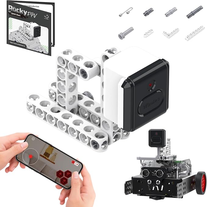 WhalesBot Rocky Smart Robot Car Bundle: STEM Coding & Engineering Kit with FPV Camera Accessory, Real-Time Video, Supports Scratch/Python/C, Remote Control Educational Toy for Kids 8-16