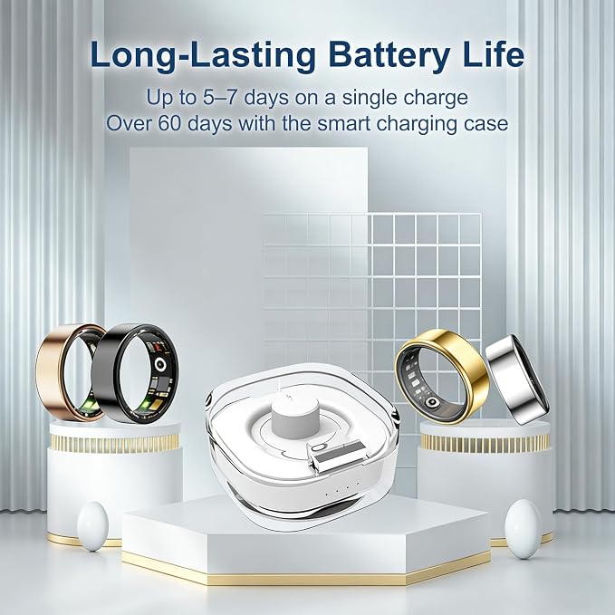 Smart Ring for Women Men,Sleep Tracking Wearable,Fitness Tracker Ring with Step/Heart Rate/Blood Oxygen/Distance/Calorie,Clock Vibration,No Subscription Fee,5ATM Water (Gold, 13)