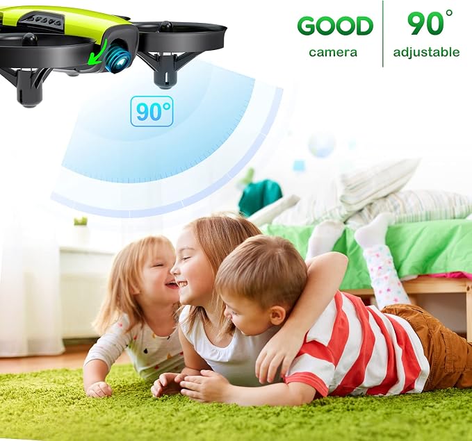 Loolinn | Drone for Kids 8+ Gift with Camera - Mini Drone with 90° Adjustable Camera, Safe for Kids to Play, Easy to Fly, Photos and Videos, Includes Three Batteries (Gift for Kids)