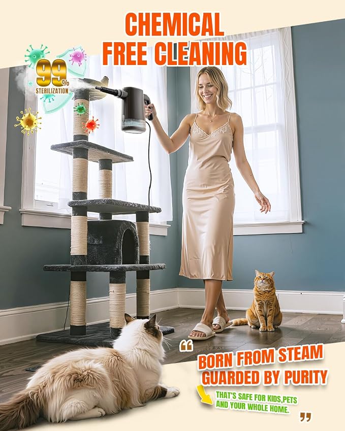 Handheld Steam Cleaner for Home, 15s Instant Heat Pressurized Steam Cleaner, Lightweight Upgrade 650ML Tank, Portable Steam Cleaner for Kitchen, Grout, furniture, Car, Bathroom & Clothes