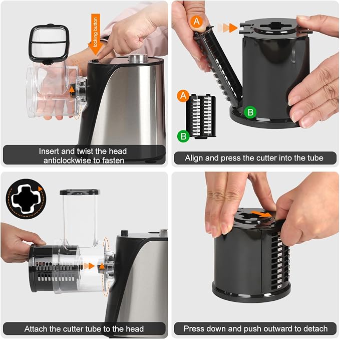 5-in-1 Electric Vegetables Chopper, 250W Cheese Grater Salad Shooter with 5 Different Blades, Kitchen Food Processor Cutter Slicer for Carrots, Potatoes, Nuts, Crackers, Salad Prep