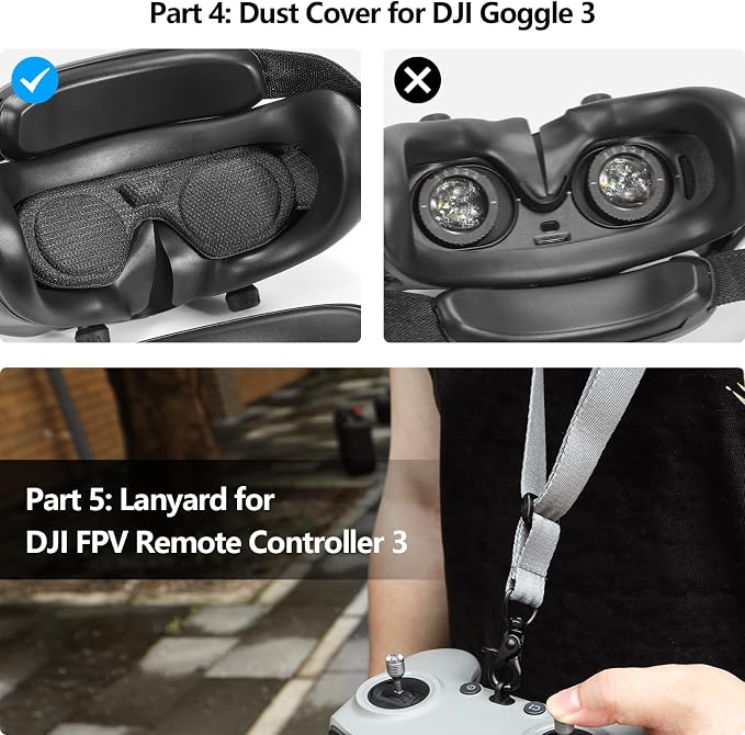 FPVtosky 6-IN-1 Avata 2 Accessories Kit, Avata 2 Hard Case, Gimbal Bumper, 5pack ND Filter Set, Goggle 3 Dust Cover, Neck Lanyard, Battery Digital Sticker for DJI Avata2 Drone Combo Accessories