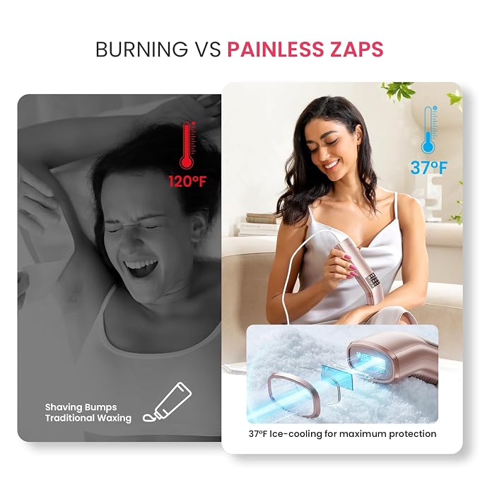 IPL Laser Hair Removal for Women & Men, 25J Triple-Pulse & 12cm² Sapphire 37°F Ice-Cooling Painless Hair Removal for Ingrown & Coarse Hair, Hair Removal Device for Armpits Legs Arms Bikini Line