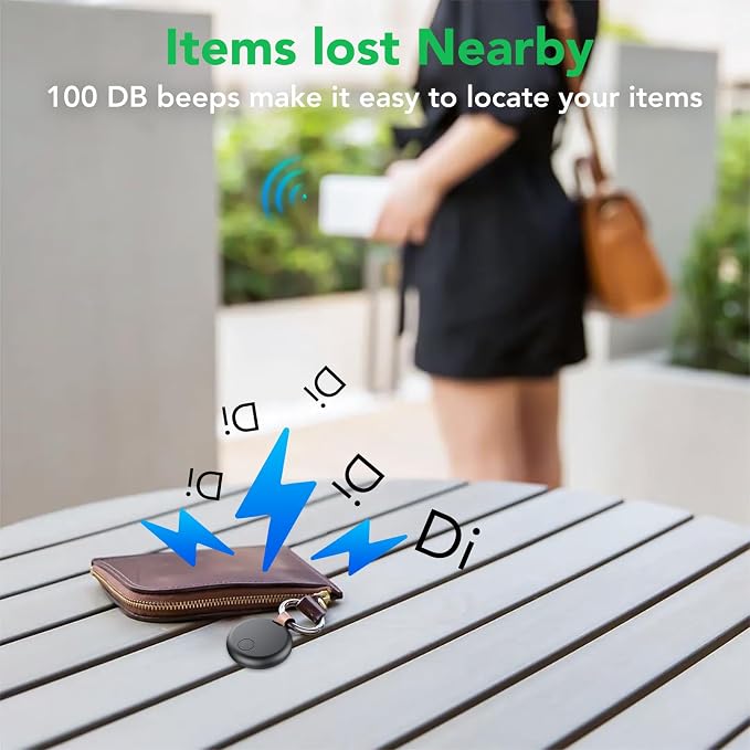 aowoka Air Tracker Tags-4 Pack: Smart Bluetooth Tracker, Item Finder Works with Apple Find My (iOS Only) App, Trakcer Tag Locator for Keys, Luggage, Satchel, weTag mini. (Not for Android Devices)