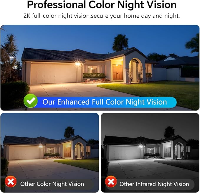 3MP Window Cameras for Home Security,Security Camera, 2K Full Color Night Vision, AI Human & Motion Detection, 24/7 Recording, Two-Way Audio, Easy Installation(Yellow)