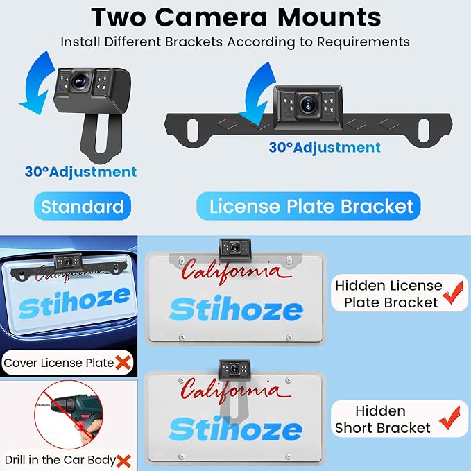 15-Min Install Wireless Backup Camera for Car with 5" HD Dual-Channel Monitor, Plug and Play Stable Signal 1080P No Drill Waterproof IR Night Vision Rear View Camera for Car, SUV, Pickup, Van