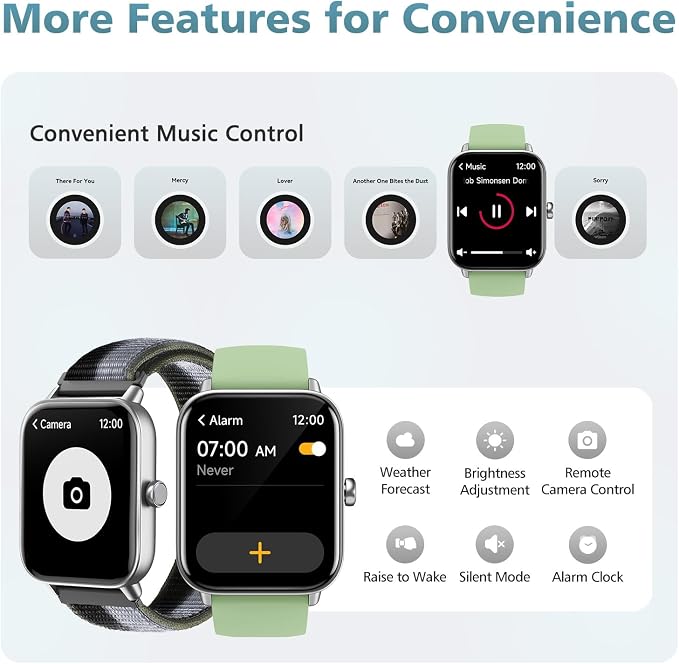 Smart Watch for Women Men, 1.85" Alexa Fitness Tracker with Call & SMS, Heart Rate, SpO2, Stress & Sleep Monitor, IP68 Waterproof Smartwatch for Android iPhone Samsung etc., 100+ Sports Modes, 2 Bands