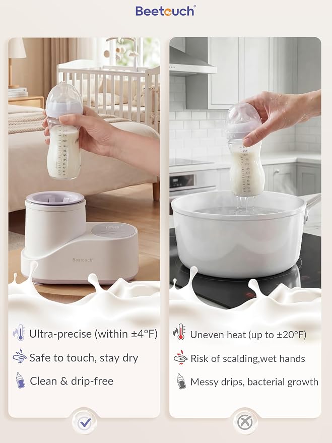360° Airflow Heating Waterless Baby Bottle Warmer with Gentle Rock Motion for Breastmilk and Formula - Precise Temperature Control & Even Heat Distribution