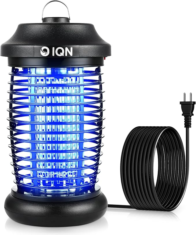 Bug Zapper Outdoor, Plug-in Electric Mosquito Fly Zapper, 15W Light & 4200V Grid, On/Off Switch, Mosquito Traps & Killer for Home, Kitchen, Patio, Backyard and More (Black)