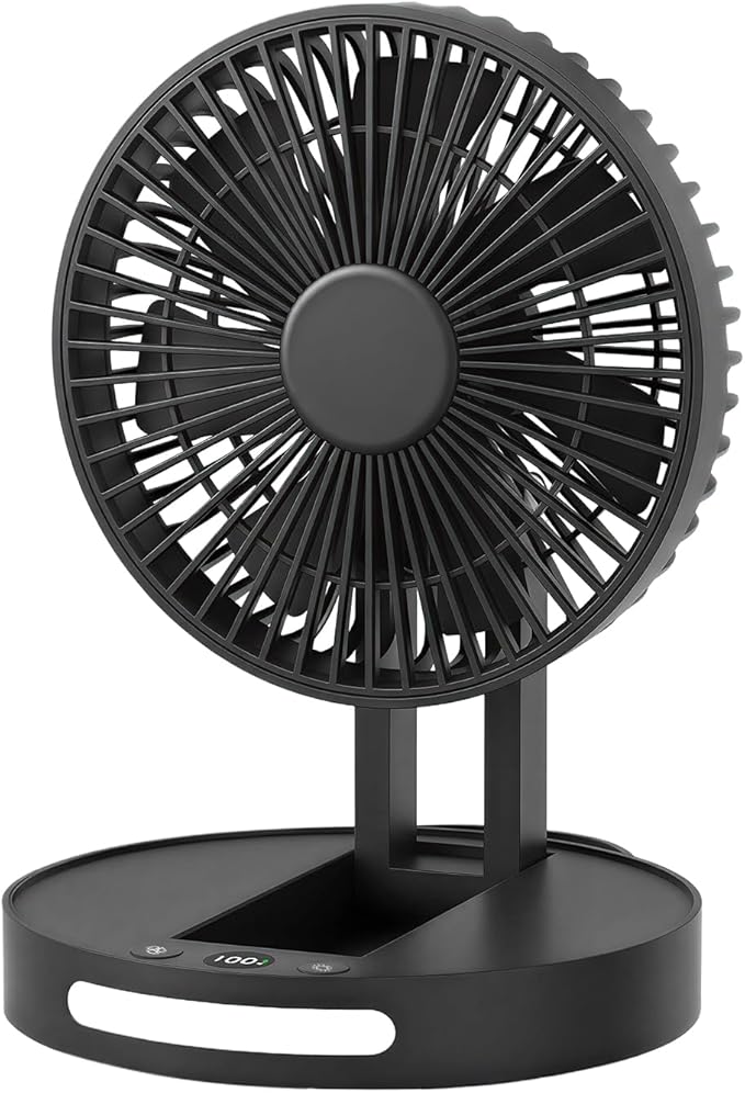 Qoqooice Portable Fan, 3600 mAh Rechargeable Battery Operated Fan with 5 Speeds, USB Powered, Quiet Personal Desk Fan for Office Home, Outdoor, Camping, Travel (Black)