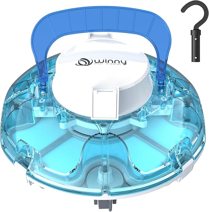 (2026 Upgrade) Cordless Pool Vacuum for Above Ground Pool, Automatic Pool Cleaner Robot Cleaning Up to 660 sq.ft, Dual-Layer Filtration, 90 Mins Runtime, Self-Parking, with Hook (Pale Blue White)