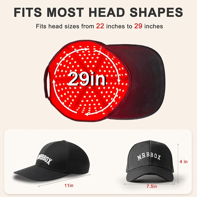 Red Light Hair Growth Cap, 528 Total Light Emitters, Red Light Therapy for Hair,At-Home Scalp Care for Men & Women,Gift Idea,Adjustable Comfort Disgn,Black Cap