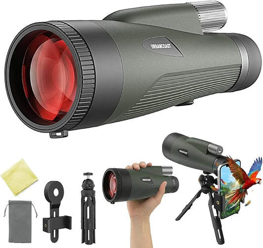 15x65 Monoculars for Adults High Powered - Monocular Telescope with Phone Adapter & Tripod - Super Bright Waterproof Monocular with BAK4 Prism & FMC Lens - Monoculars for Bird Watching Travel Hiking