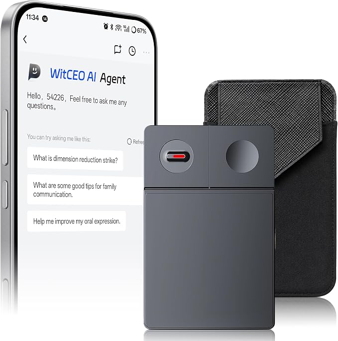 AI Voice Recorder with Real-Time AI Voice Chat – Efficient AI Transcription & Summarization, AI Noise Cancellation, One-Click Generate, 64GB Audio Note Taker for Meeting Lecture (126+ Languages)