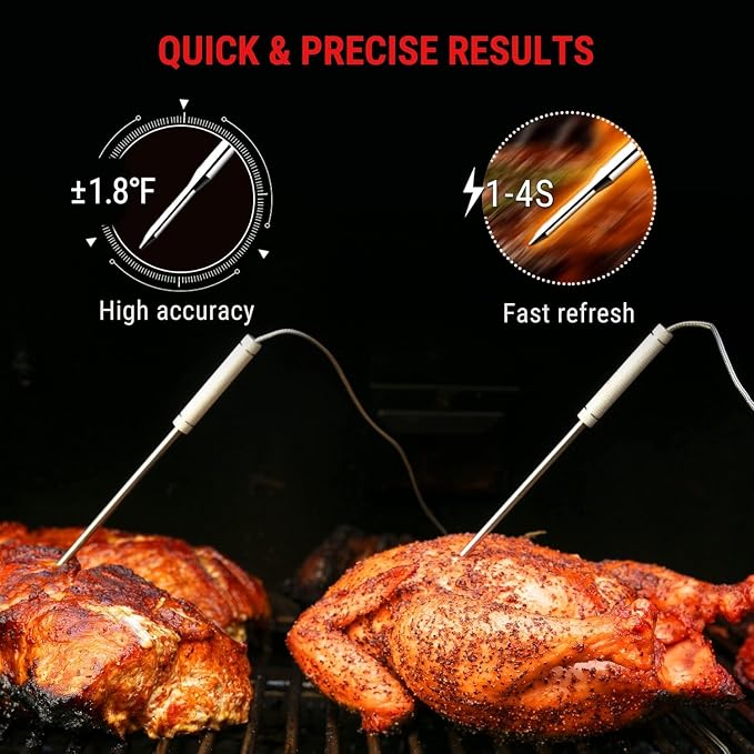 TempPro 500FT Wireless Meat Thermometer for Grilling and Smoking with 2 Probes, Smoker BBQ Kitchen Food Digital Thermometer for Meat Turkey Cooking Gift for Dad Him Husband (Previously ThermoPro)