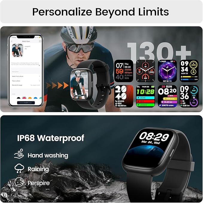 Smart Watch with Alexa Built-in, 1.83" HD Touchscreen Fitness Tracker with Bluetooth Calling, Fitness Watch with Heart Rate/Sleep Monitor, 120+ Sports Modes, IP68 Waterproof Smartwatch for Android iOS