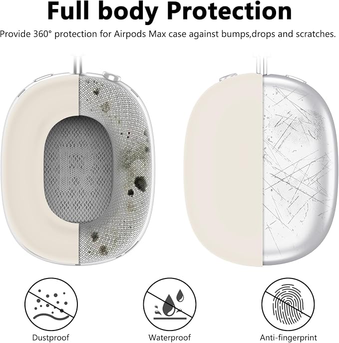 Silicone Case Cover for AirPods Max Headphones,Ear Pad Case Cover/Ear Cups Cover/Headband Cover for AirPods Max 2/1 (2026/2024/2020)(USB-C/Lightning),Silicone Accessories for Apple AirPods Max 2,Stone