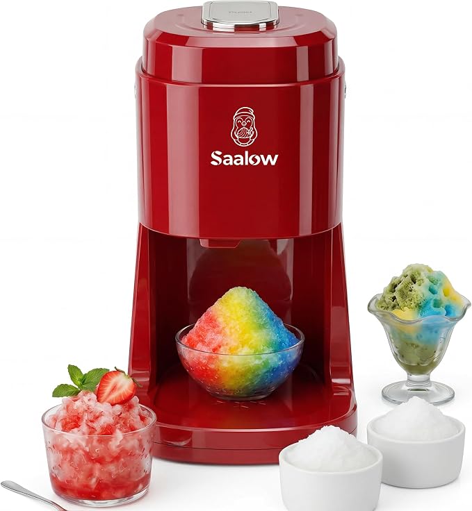 Electric Shaved Ice Machine, Professional Snow Cone Maker with Adjustable Thickness Settings, High-Efficiency 135W Motor, Portable Ice Crusher for Fluffy Ice & Slushies, Includes 2 Ice Molds