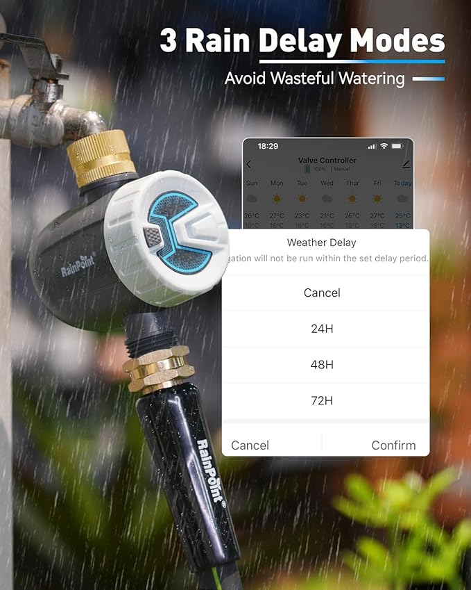 RAINPOINT WiFi Water Timer and Bluetooth 2-in-1 Soil Moisture & Air Temp Meter