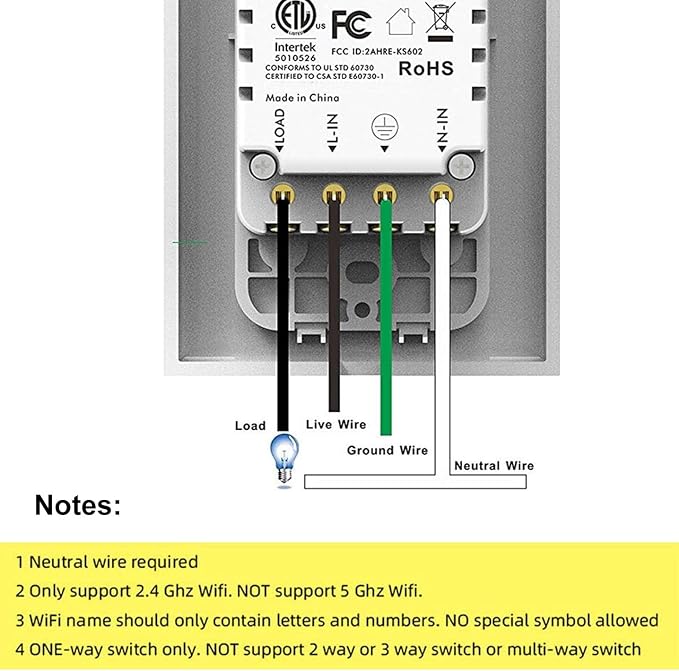 Double Smart Home Light Switch - Dual WiFi Wall Switch, Single Pole, Needs Neutral Wire - Compatible With Alexa Google Assistant