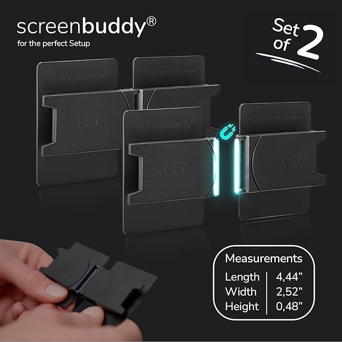 Set of 2, Magnetic Connection for Your Screens, Suitable for All Computer Monitors - Innovative Computer and Gaming Equipment