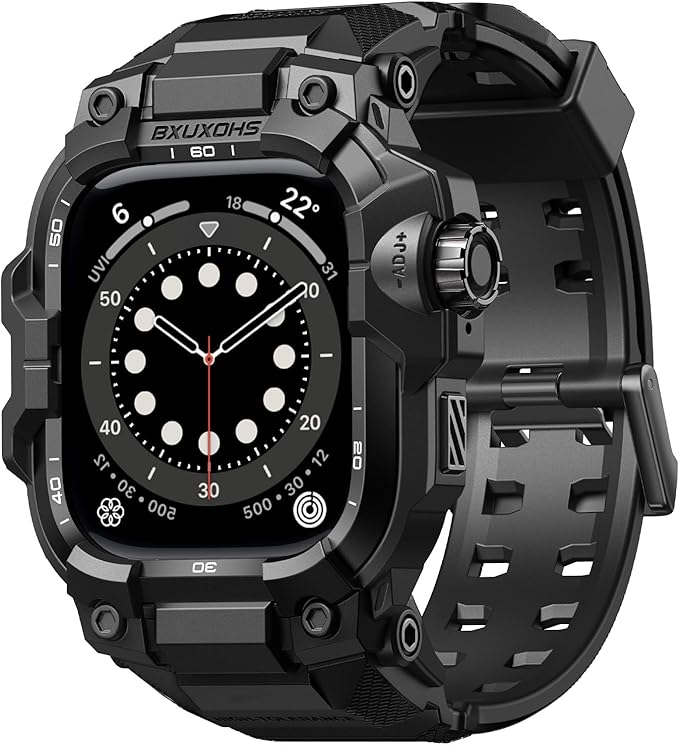 BXUXOHS Rugged Case and Band for Apple Watch 44mm Men, Compatible with Apple Watch SE 3/SE 2nd Generation/SE/Series 6/5/4, Military Grade Shockproof Bumper Cover,Tactical Band Case for iWatch 6/5/4/SE
