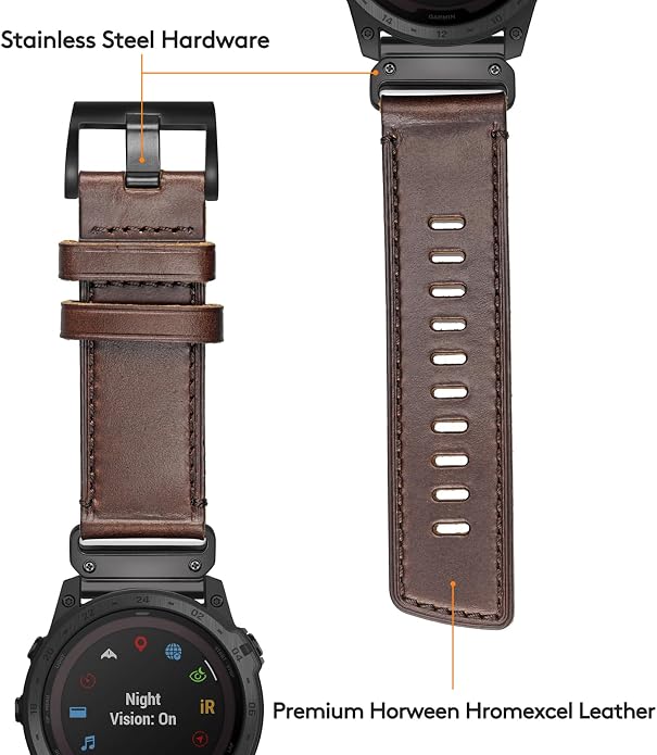 Soft Horween Leather Watch Band Compatible With Garmin, Strap For Fenix/Forerunner/Approach/MARQ/Quatix / D2 Series/Instinct/Epix/Tactix/Foretrex