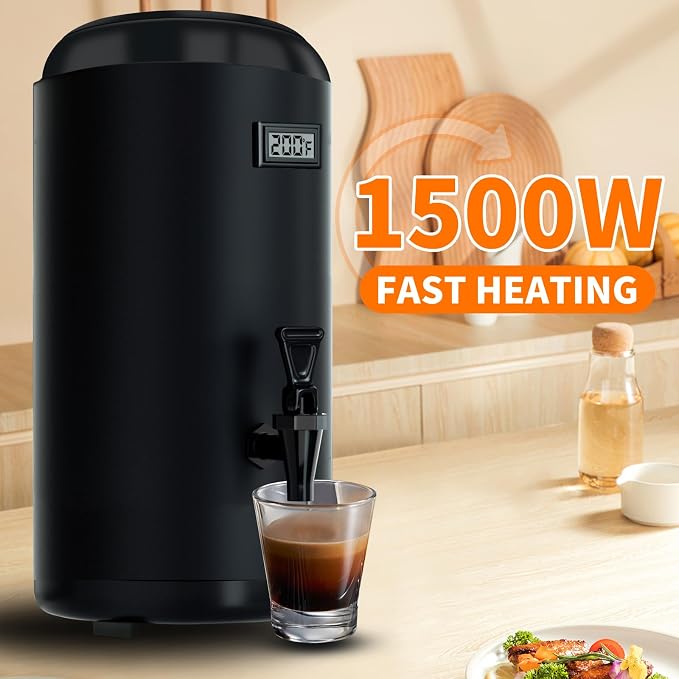 Insulated Beverage Dispenser with Heating Drink Dispenser, Electric Heating Beverage Dispenser-75 Cup Hot&Cold water Urn, Hot Drink Beverage-Stainless Steel Hot Drink Dispenser 12 L/3.2 Gallon
