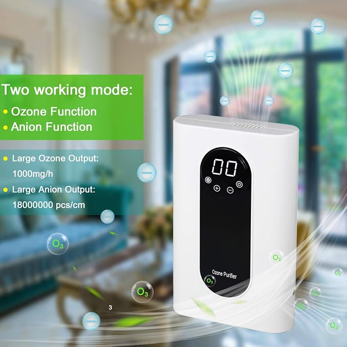 Portable Ozone Generator,1000mg/h Multipurpose Ozone Machine for Air,Water,Food,Home,Office,Hunting