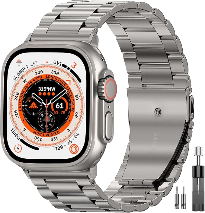 EPULY Compatible with Apple Watch Band 49mm 45mm 44mm 42mm 41mm 40mm 38mm, Business Stainless Steel Metal Watchband for iWatch Band Series 9, Ultra 2, SE, Ultra Series 8 7 6 5 4 3 2 1 Men & Women
