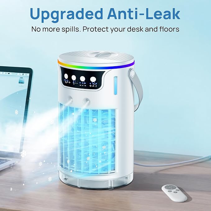 Portable Air Conditioners, Mini Evaporative Air Cooler 1200ML with Ice Cooling Mist, Fans That Blow Cold Air Like AC, Personal Swamp Cooler Quiet for Bedroom, Home Office Desk and Dorm