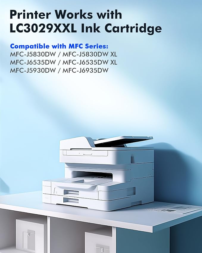 LC3029XXL Super High Yield Compatible Replacement for Brother LC3029 LC3029BK LC3029XXL to use with Brother MFC-J5830DW MFC-J5830DWXL MFC-J5930DW MFC-J6535DW MFC-J6535DWXL MFC-J6935DW (4PACK-BCMY)