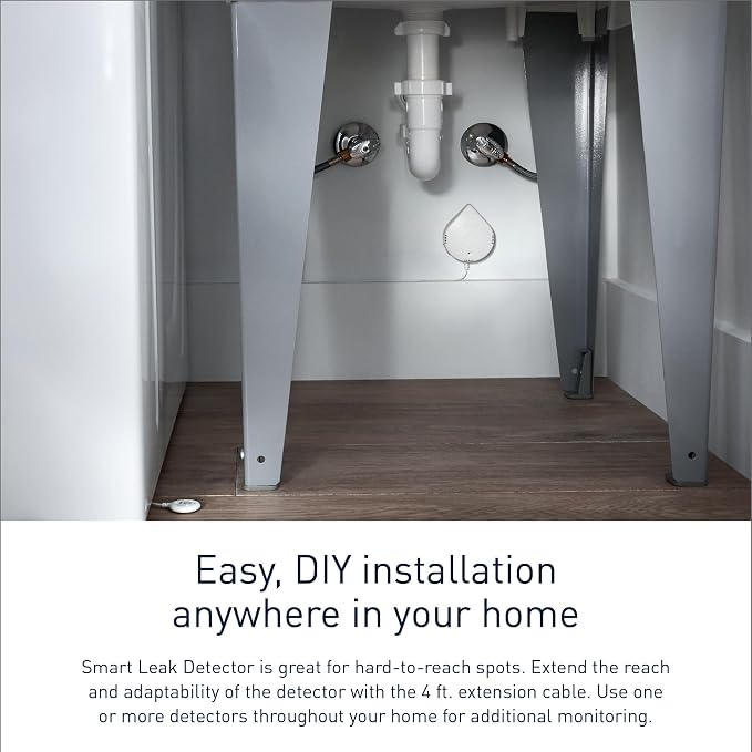 Moen Flo Smart Water Leak Detector, Drip or Flood Sensor Alarm for Home, 1-Pack, White, 920-004