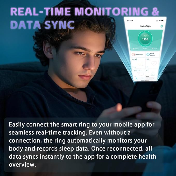 Smart Ring for Men Women, Activity Tracker Ring with Heart Rate, SpO2, Sleep Monitoring, Step Counter, Calorie Pedometer, No Subscription, for iOS Android (Black 9)