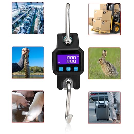 300kg Rechargeable Digital Crane Scale with Backlight & Hanging Hook - Ideal for Fishing, Travel, and Weighing